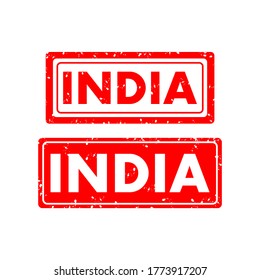 India grunge rubber stamp set on white  background. Vector  illustration.