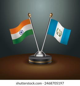 India and Guatemala table flags relation with gradient backgrund. Vector Illustration
