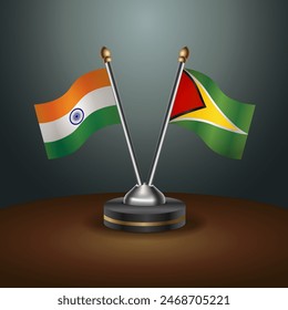 India and Gunaya table flags relation with gradient backgrund. Vector Illustration