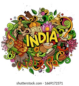 India Hand Drawn Cartoon Doodles Illustration Stock Vector (Royalty ...