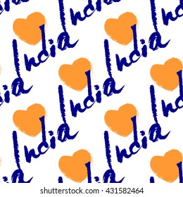 India. Hand drawn lettering background. Ink illustration. Modern brush calligraphy. Isolated on white background. Pattern.