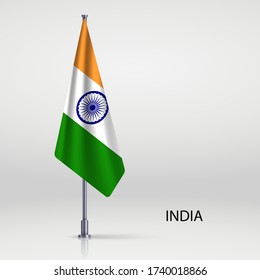 India hanging flag on flagpole