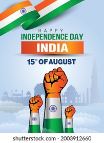 india happy independence day ,15th august Vector Illustration. Flag of Pakistan hand design.	