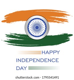 India Happy Independence Day celebration card with indian national flag brush stroke  Vector illustration.