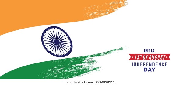 India happy independence day greeting card, banner vector illustration. Indian national holiday 15th of August design element with distressed flag