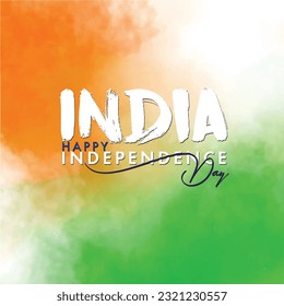 India, Happy Independence Day with text design and watercolor background