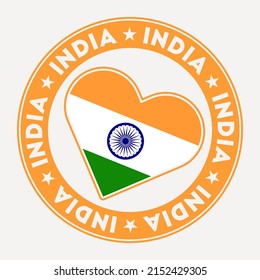 Bandera de la bandera del corazón de la India. De la India con el logo del amor. Apoya el sello de la bandera del país. Ilustración vectorial.