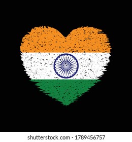 India Heart Shape Flag Grunge Distress Vintage Style