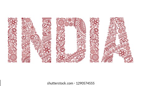 India henna tattoo doodle vector ornament on white background. For banner, poster, flyer, t-shirt
