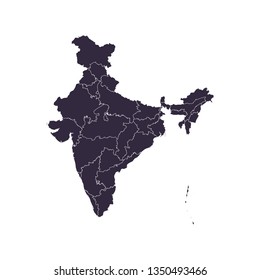 India - High detailed map violet outline map with caption on white background.Abstract design vector illustration eps 10.