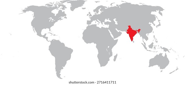 India destacada en el diseño del Vector del mapa mundial