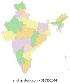 India - Highly Detailed Editable Political Map.