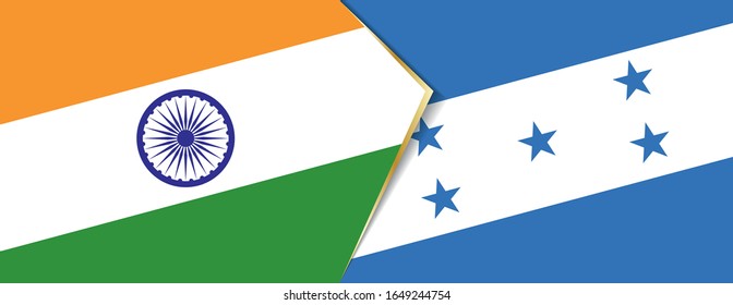 Banderas de India y Honduras, dos banderas vectoriales símbolo de relación o confrontación.