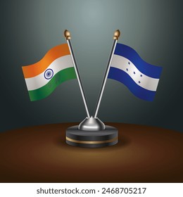 India and Honduras table flags relation with gradient backgrund. Vector Illustration