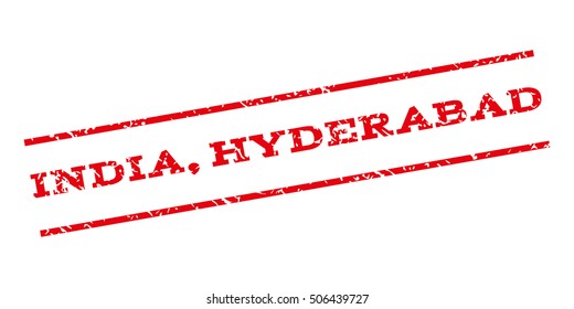 India Hyderabad watermark stamp. Text tag between parallel lines with grunge design style. Rubber seal stamp with dirty texture. Vector red color ink imprint on a white background.