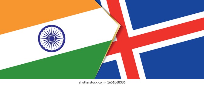India and Iceland flags, two vector flags symbol of relationship or confrontation.