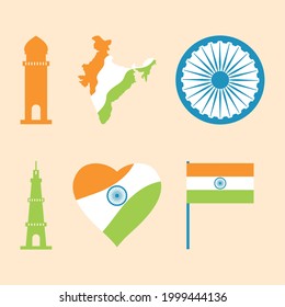 india icon collection on background