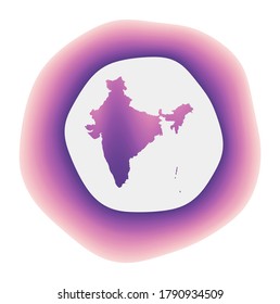 India icon. Colorful gradient logo of the country. Purple red India rounded sign with map for your design. Vector illustration.
