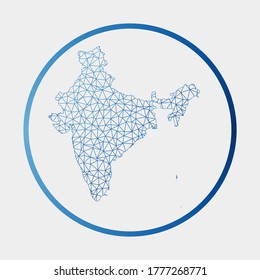 India icon. Network map of the country. Round India sign with gradient ring. Technology, internet, network, telecommunication concept. Vector illustration.