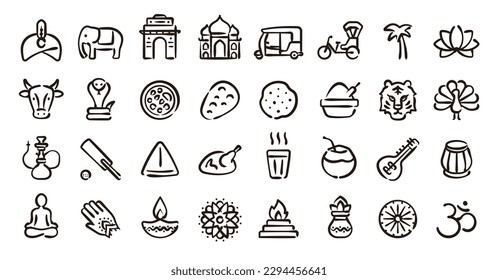 India icon set (Hand draw version)