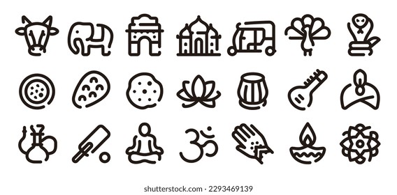 India icon set (Soft bold line version)