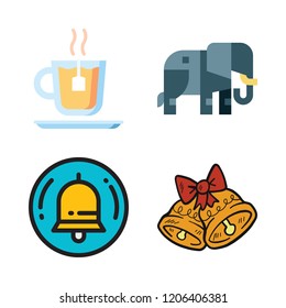 india icon set. vector set about elephant, tea and bell icons set.