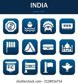 india icon set. Vector thin line illustrations related with Yin yang, Float and Headdress