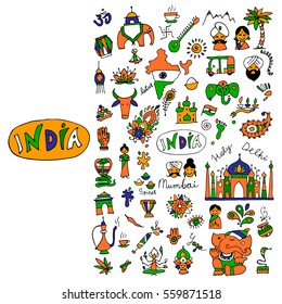 India, icons collection. Sketch for your design