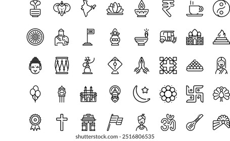India icons High-Quality Vector Icons Collection with Editable Stroke. Ideal for Professional and Creative Projects.