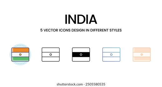 Conjunto de iconos de Vector de la India ilustración de stock