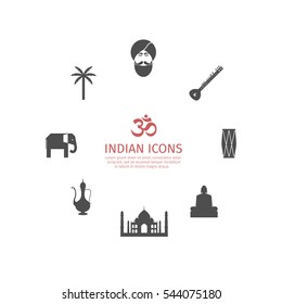 India icons. Vector signs for web graphics.