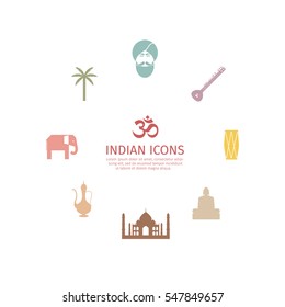 India icons. Vector signs for web graphics.