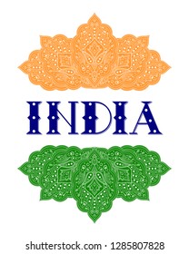 India illustration vector. Travel Indian background with paisley mandala pattern. Tourism welcome banner design