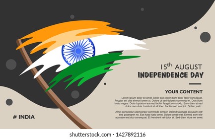 India independence day. 15 August. with flag shape on gray background. For greeting card, poster and banner. Vector illustration