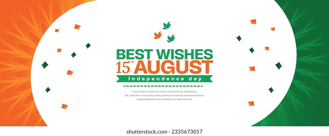 india independence day 15 august orange and green background wishing banner design