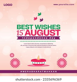 india independence day 15 august light cream color gradient background social media post design