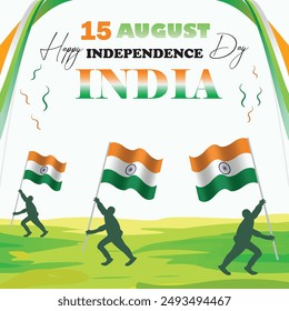 Ilustración vectorial de afiches del día de la independencia de india 15 de agosto