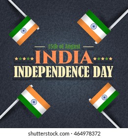 India Independence Day 15 August Celebration Card, Leather Background, Badges Vector Template