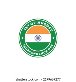 India Independence Day 15th of August Logo Badge for Label, Sign, Symbol, Stamp, Emblem, and Icon Vector Illustration