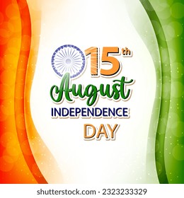 día de la independencia de india 15 de agosto cartel con diseño de fondo verde y blanco naranja