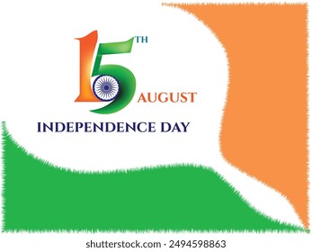 Día de la independencia de India, 15 de agosto. Diseño de fondo naranja blanco y verde