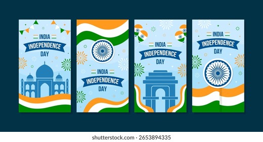 India Independence Day 15th of august social media template collection set