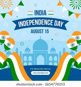 India Independence Day 15th of august banner with orange white and green background design