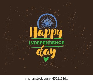 India Independence day, 15th august. Vector typographic emblem, logo or badge. Usable for greeting cards, print, t-shirts, posters.