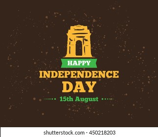 India Independence day, 15th august. Vector typographic emblem, logo or badge. Usable for greeting cards, print, t-shirts, posters.