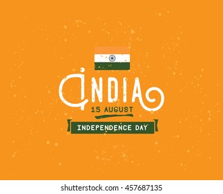 India Independence day, 15th august. Vector typographic emblem, logo or badge. Usable for greeting cards, print, t-shirts, posters.
