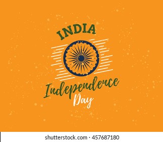 India Independence day, 15th august. Vector typographic emblem, logo or badge. Usable for greeting cards, print, t-shirts, posters.