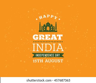 India Independence day, 15th august. Vector typographic emblem, logo or badge. Usable for greeting cards, print, t-shirts, posters.