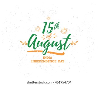 India Independence day, 15th august. Vector typographic emblem, logo or badge. Usable for greeting cards, print, t-shirts, posters.