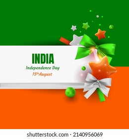 India Independence day , 3D Vector illustration, Poster or greeting card design for 15th August.
